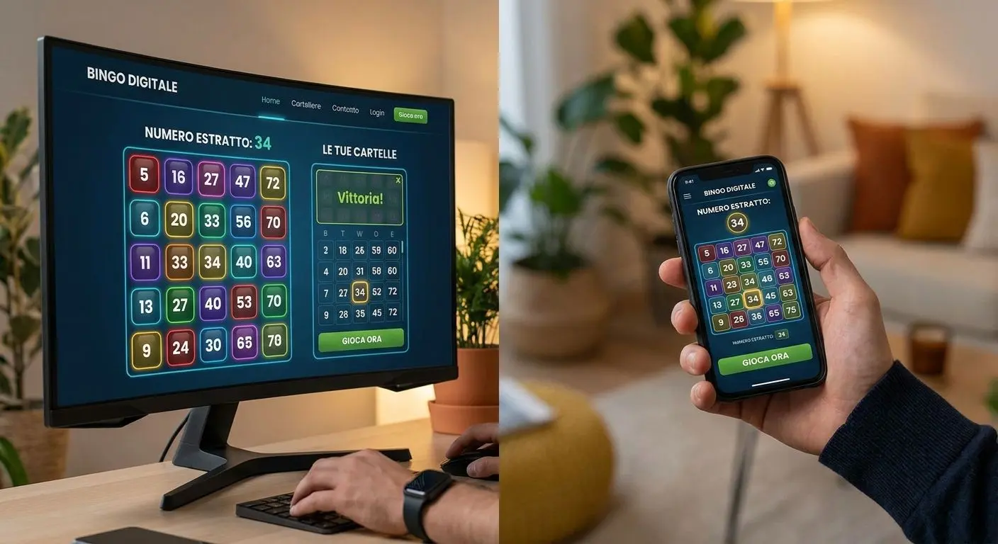 Interfaccia bingo online su desktop e smartphone