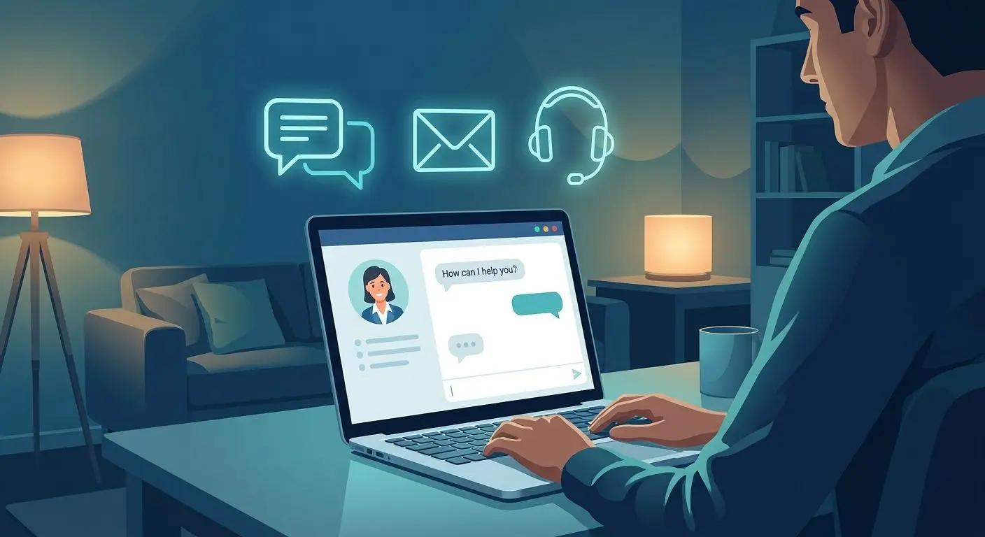 Utente che contatta il supporto tramite chat online