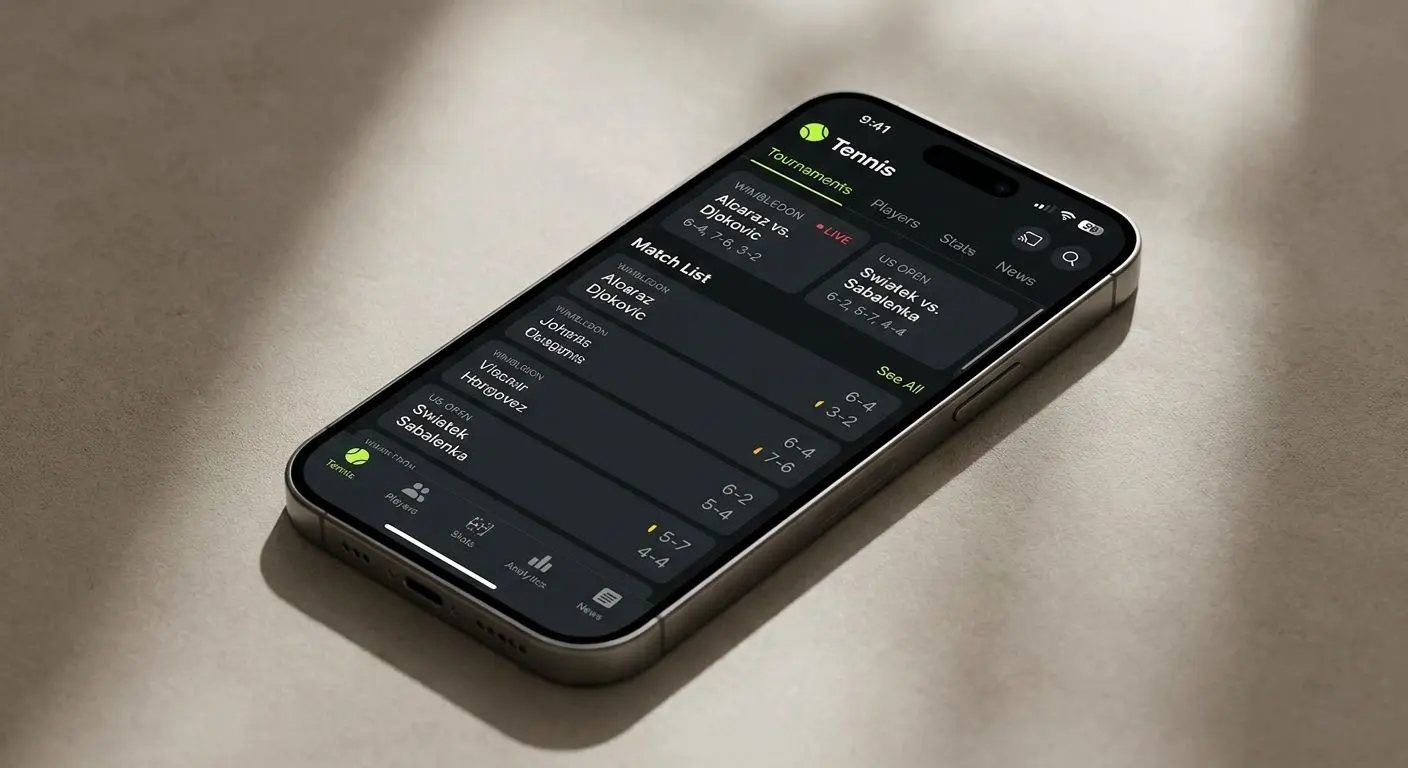 Smartphone con sezione tennis e partite live