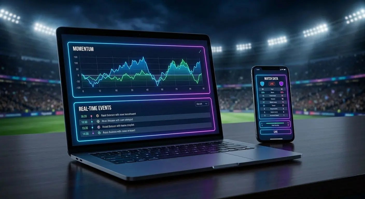 Schermata live con andamento partita e quote aggiornate